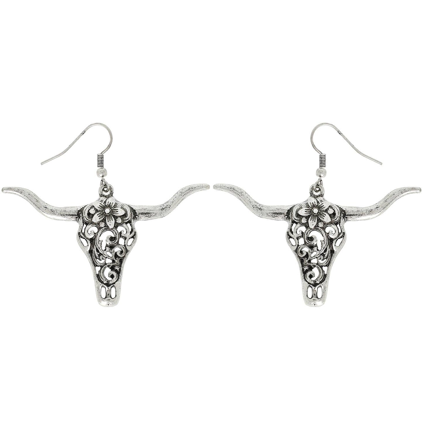 Filigree Steer Head Earrings