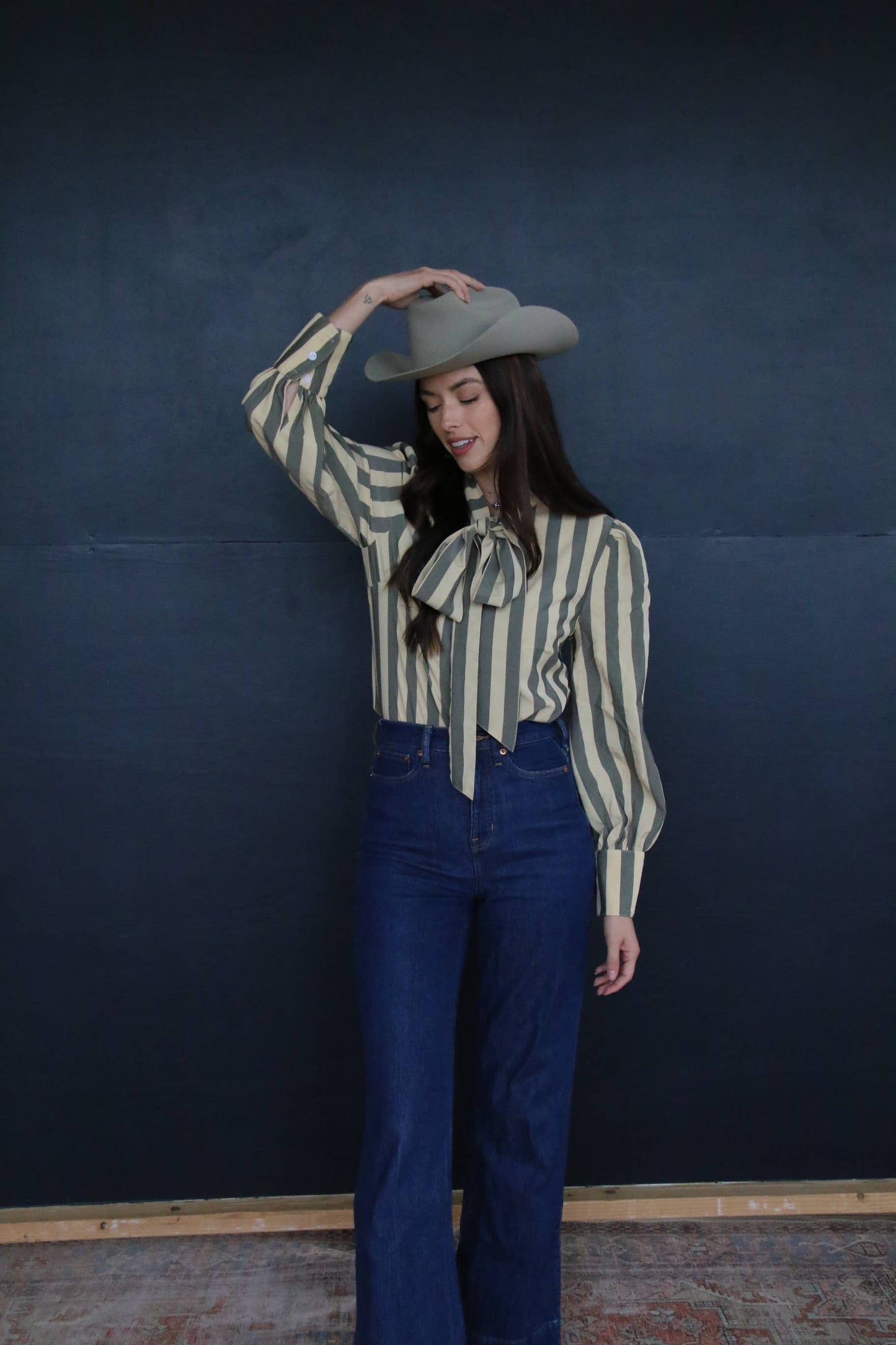 Classy striped bowtie button up