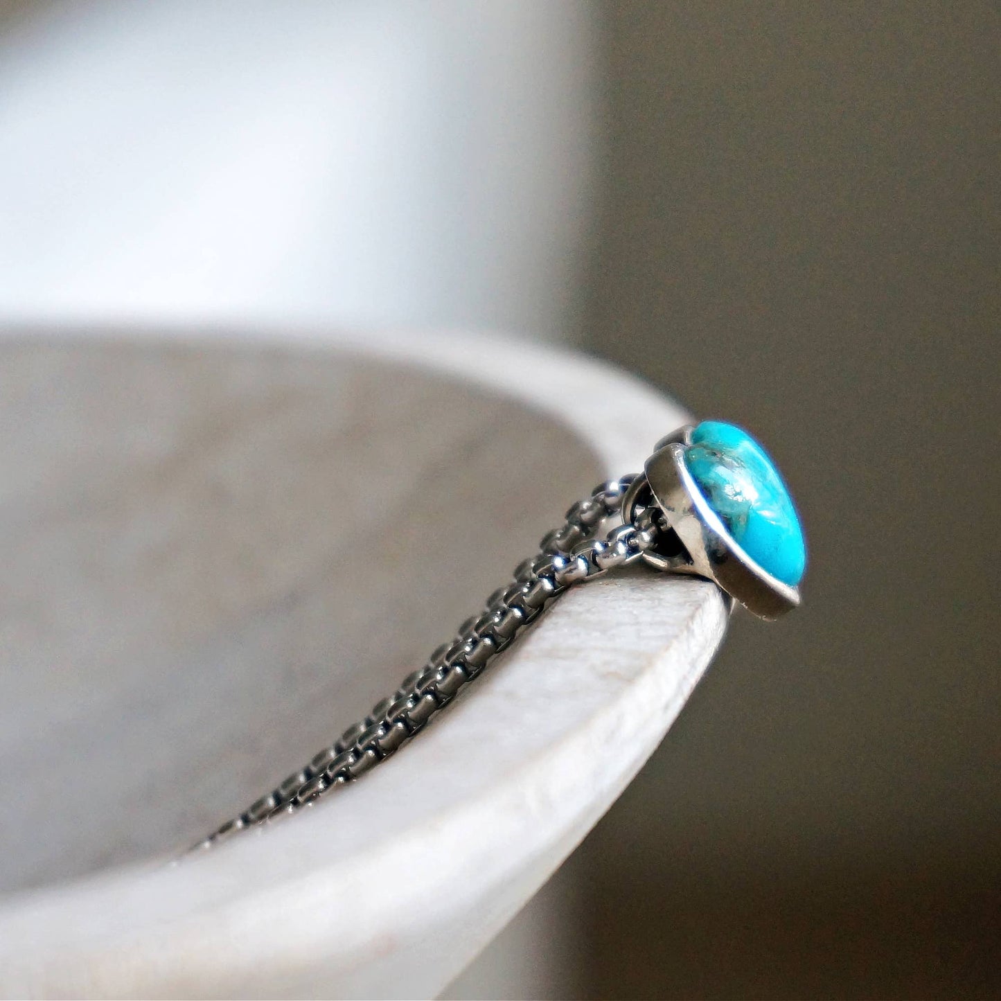 Turquoise Heart Necklace: Stainless steel 16-18"