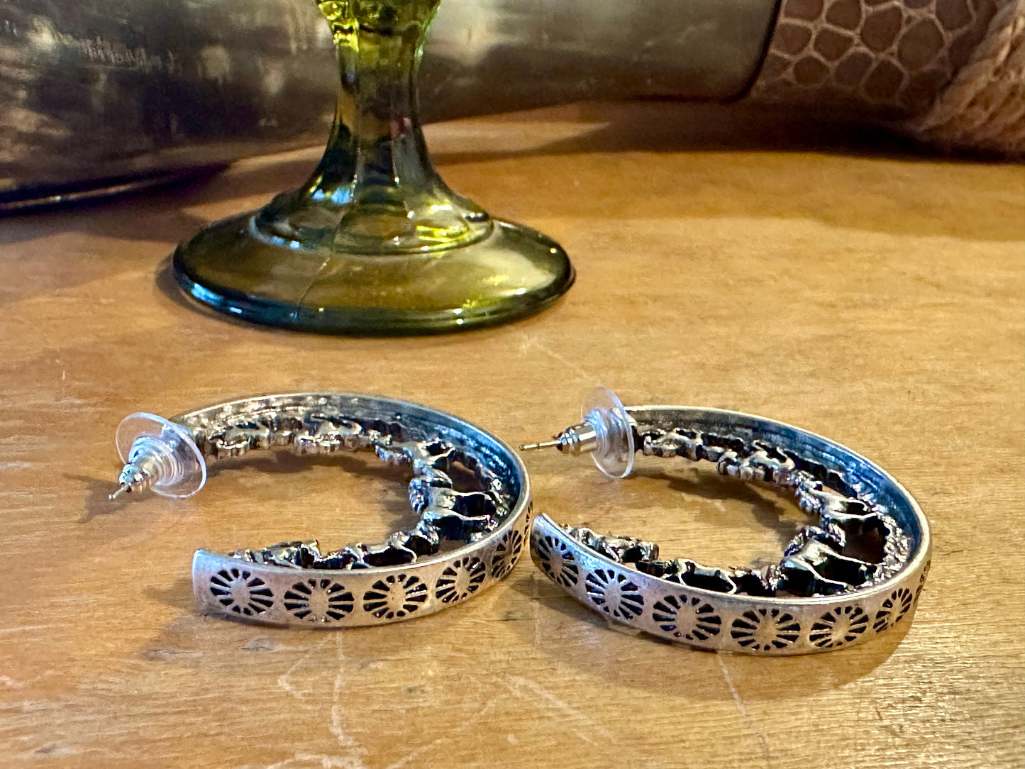 Running Horses on C Hoop Earrings