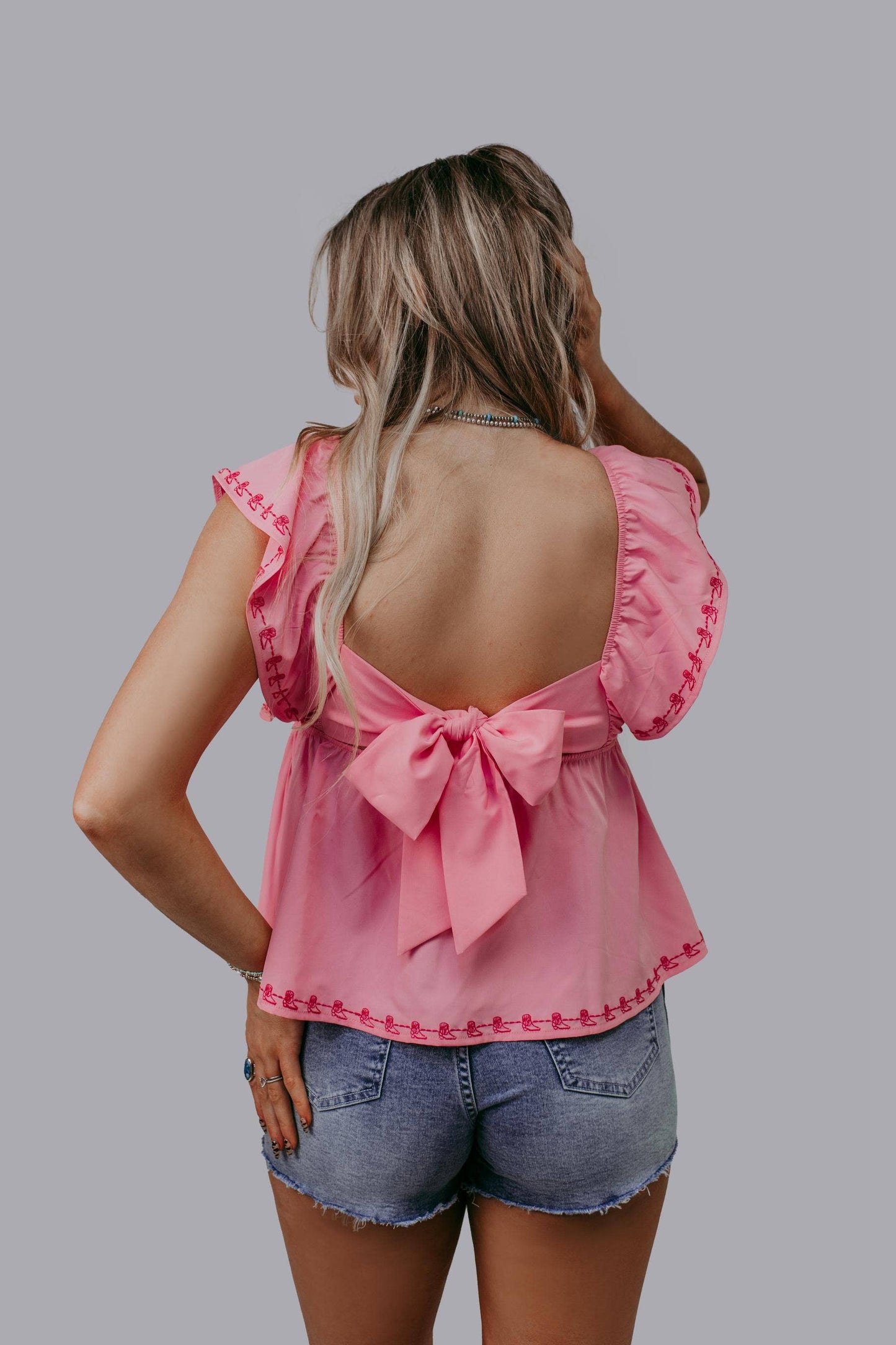 Pink Bow Boot Blouse