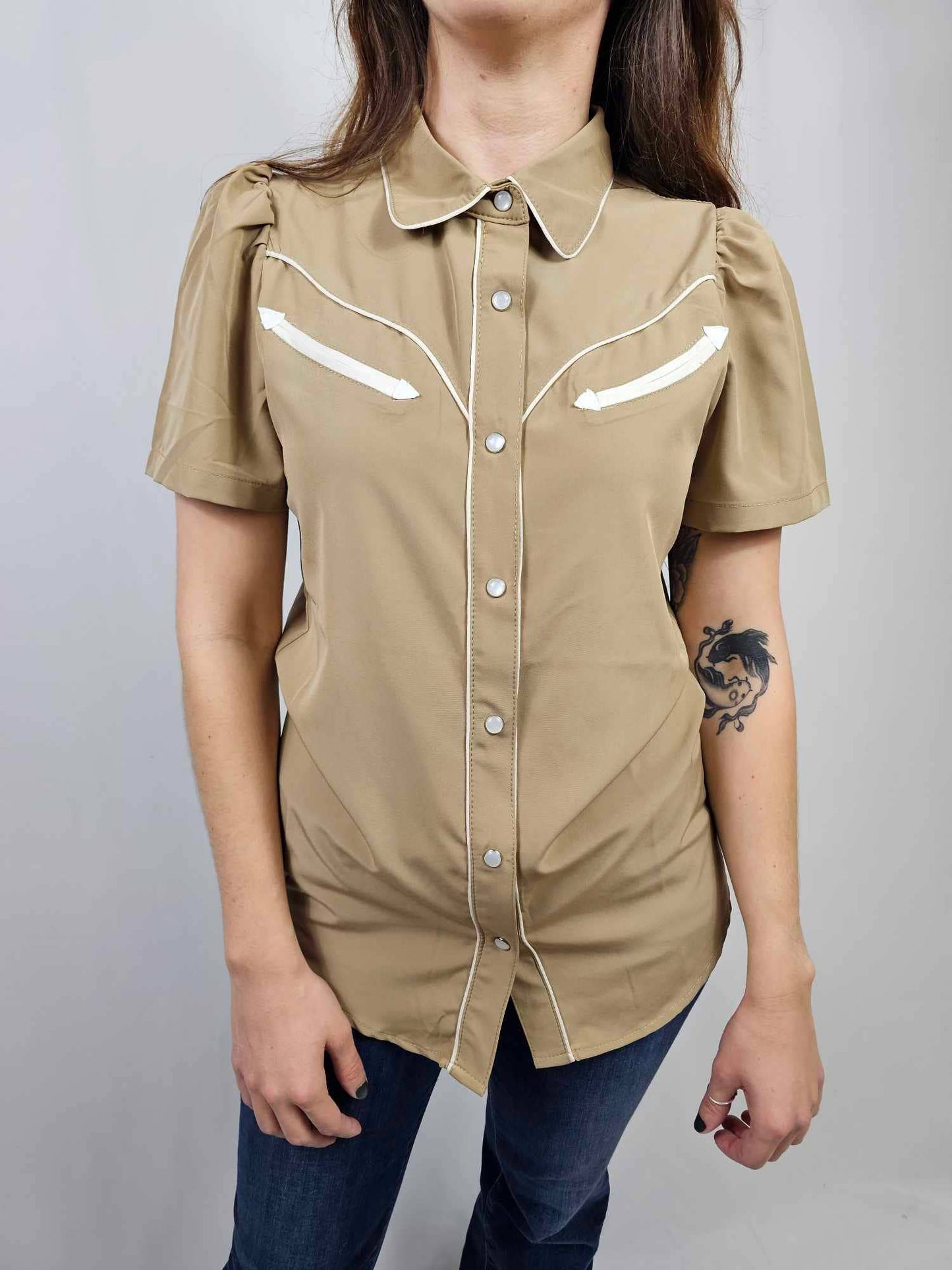 MK612 SL Button Down Shirt - Tan: Tan / L