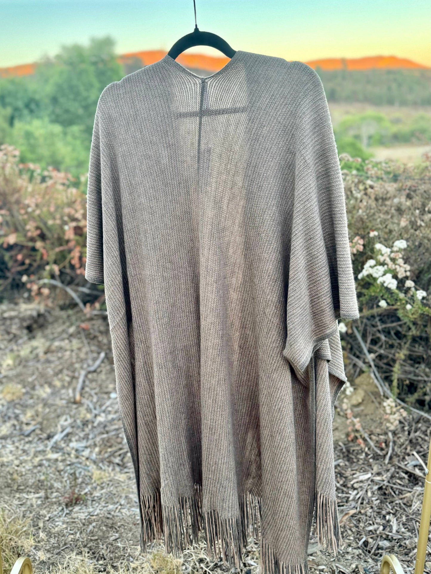 Harlow Cardi | Kimono Cardigan with Pockets & Fringed Hem in Camel