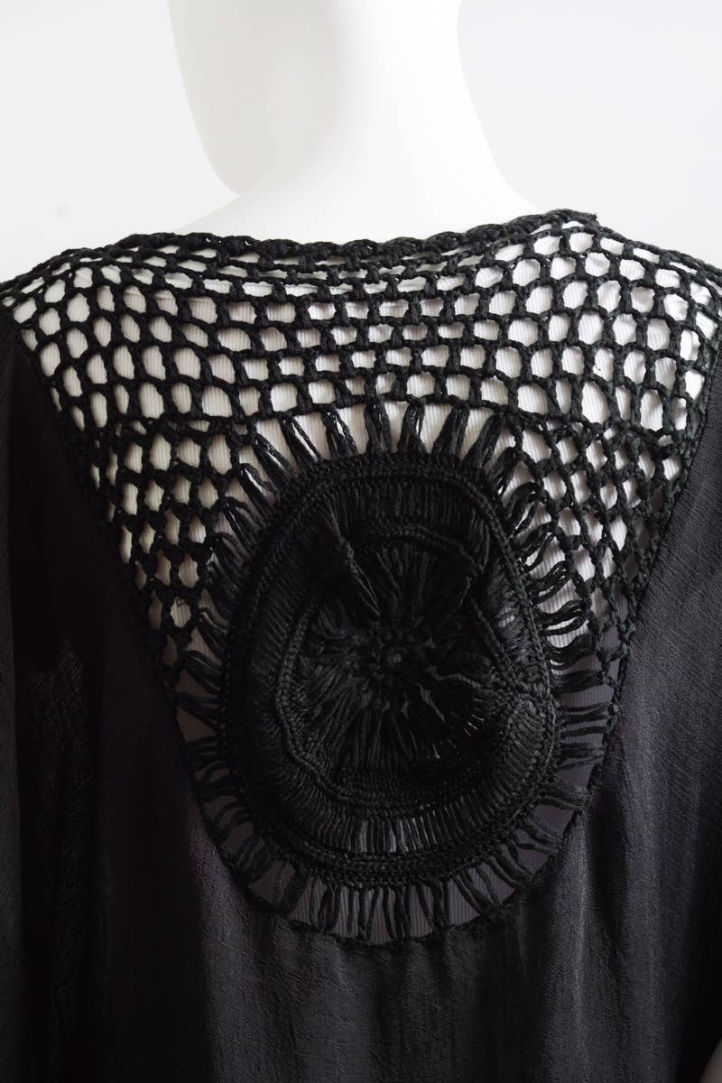 Fringe Tassel Kimono with Crochet Medallion