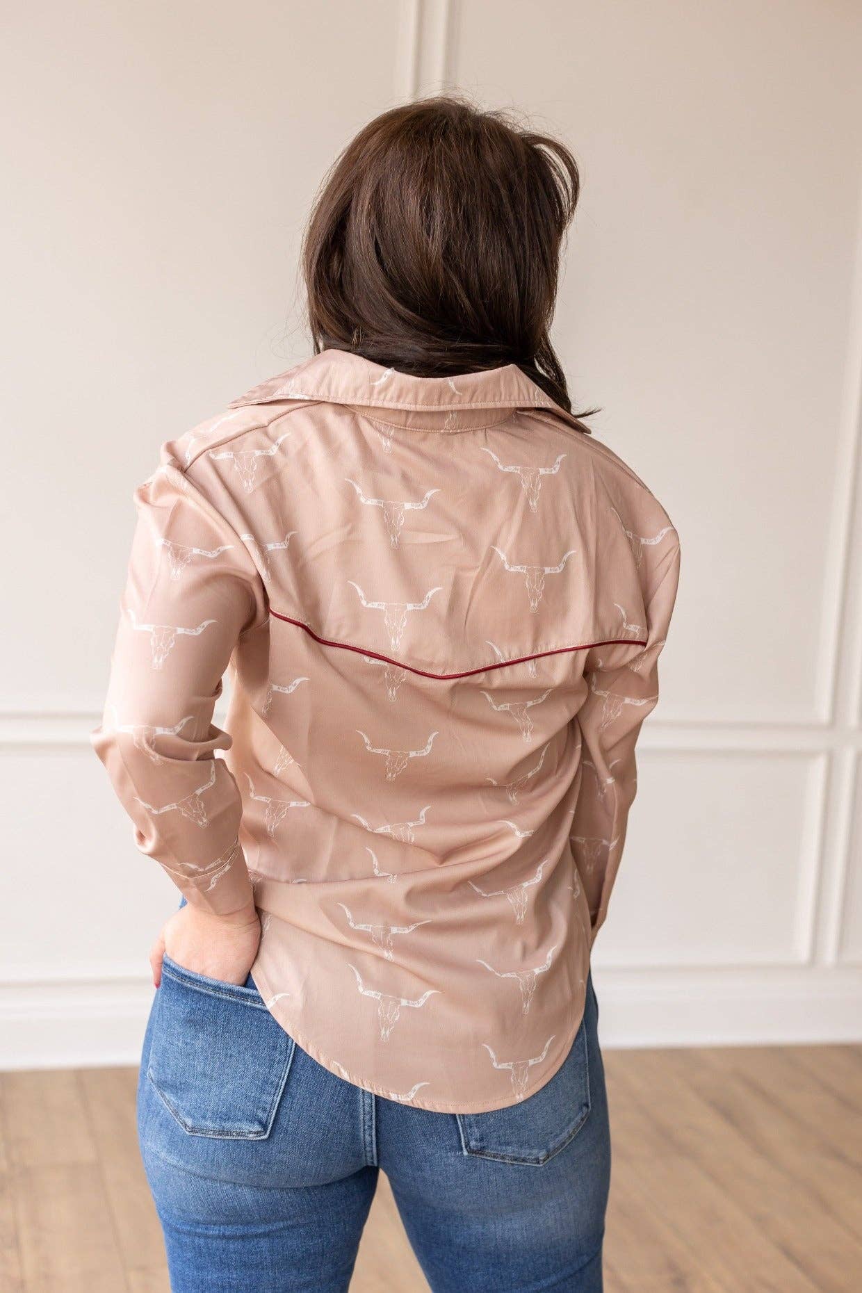 Honky Tonk Attitude Button Down in Beige