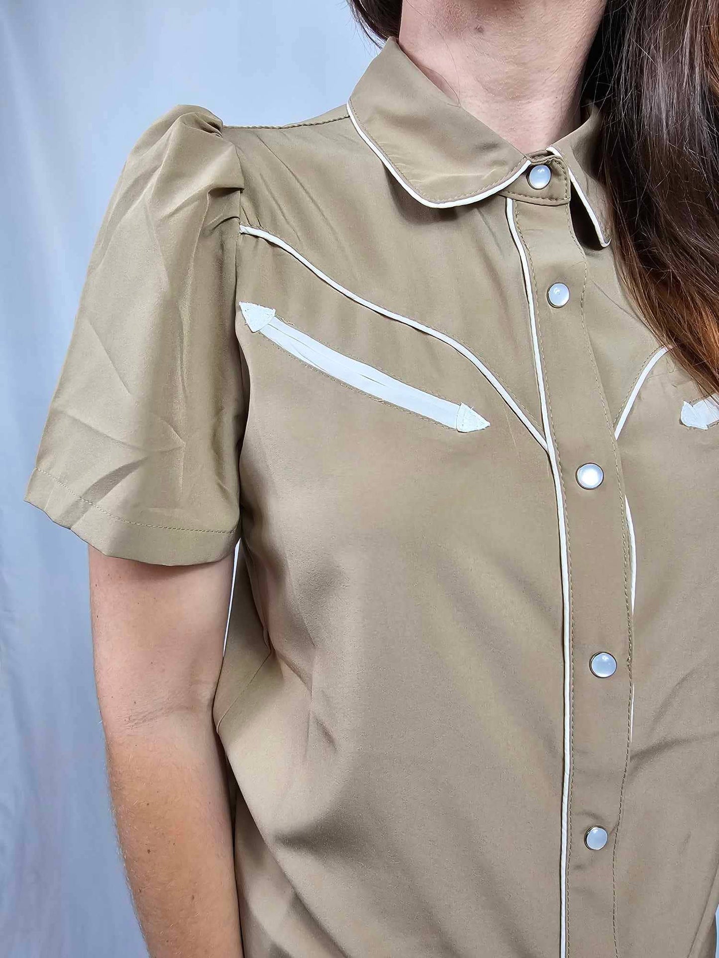 MK612 SL Button Down Shirt - Tan: Tan / L