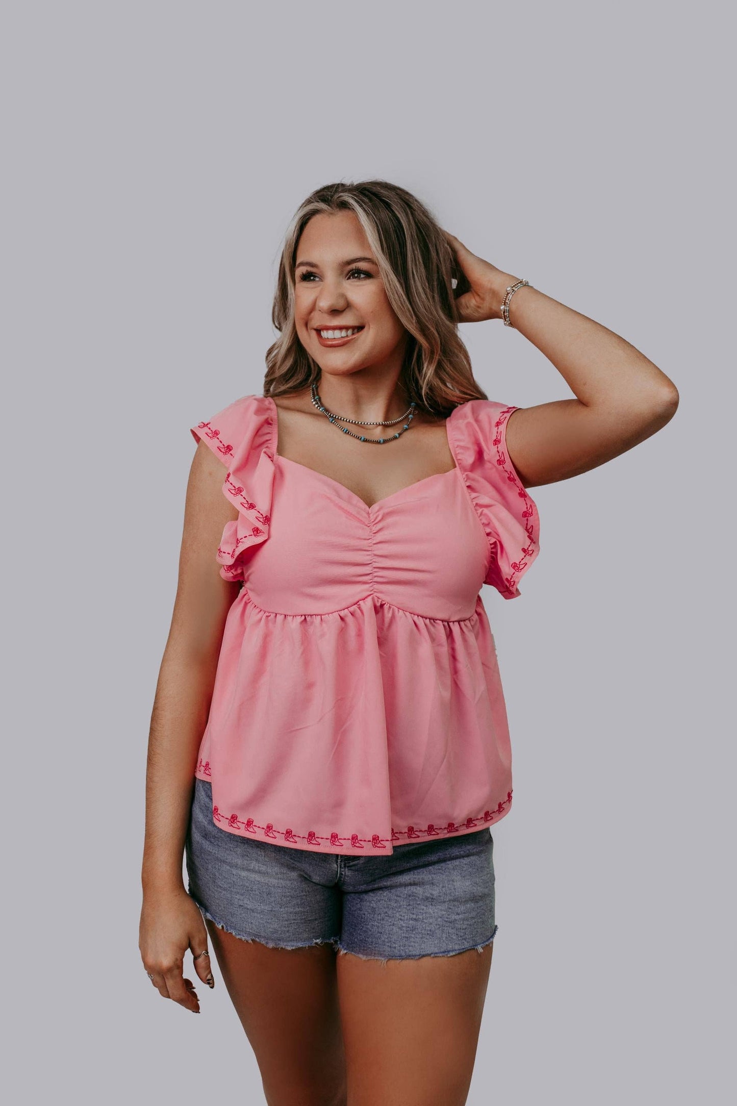 Pink Bow Boot Blouse