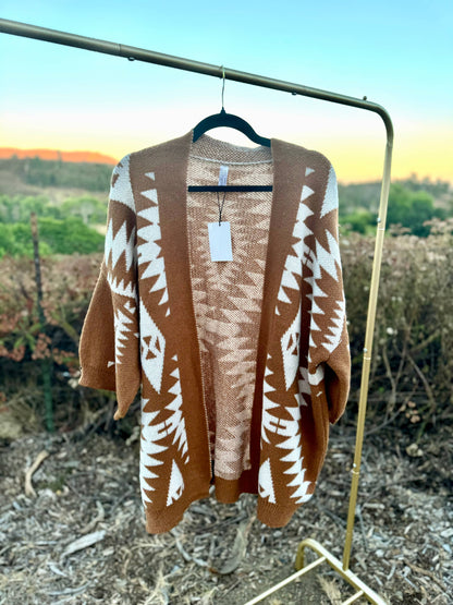 Aztec Styled Cardigan in Caramel