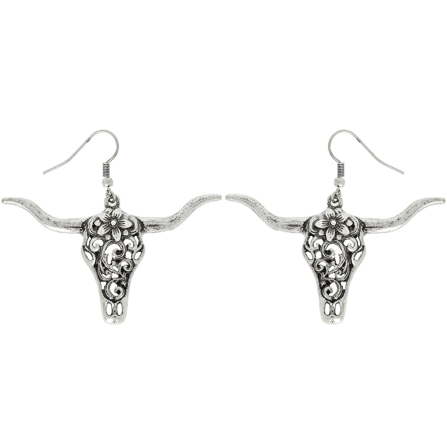 Filigree Steer Head Earrings