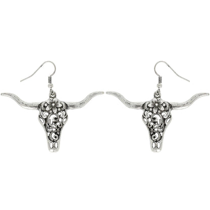 Filigree Steer Head Earrings