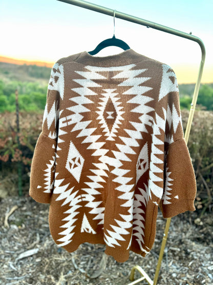 Aztec Styled Cardigan in Caramel