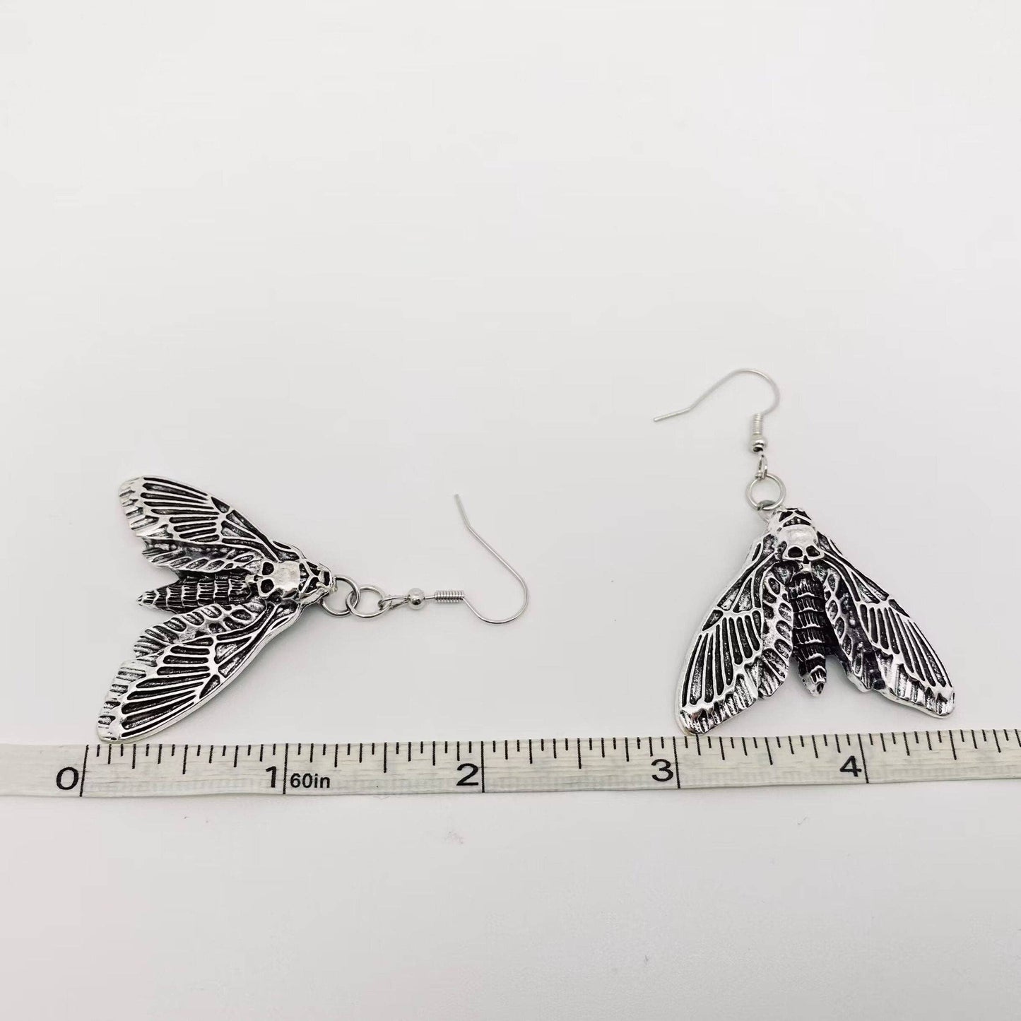 Gothic Skull Moth Earrings