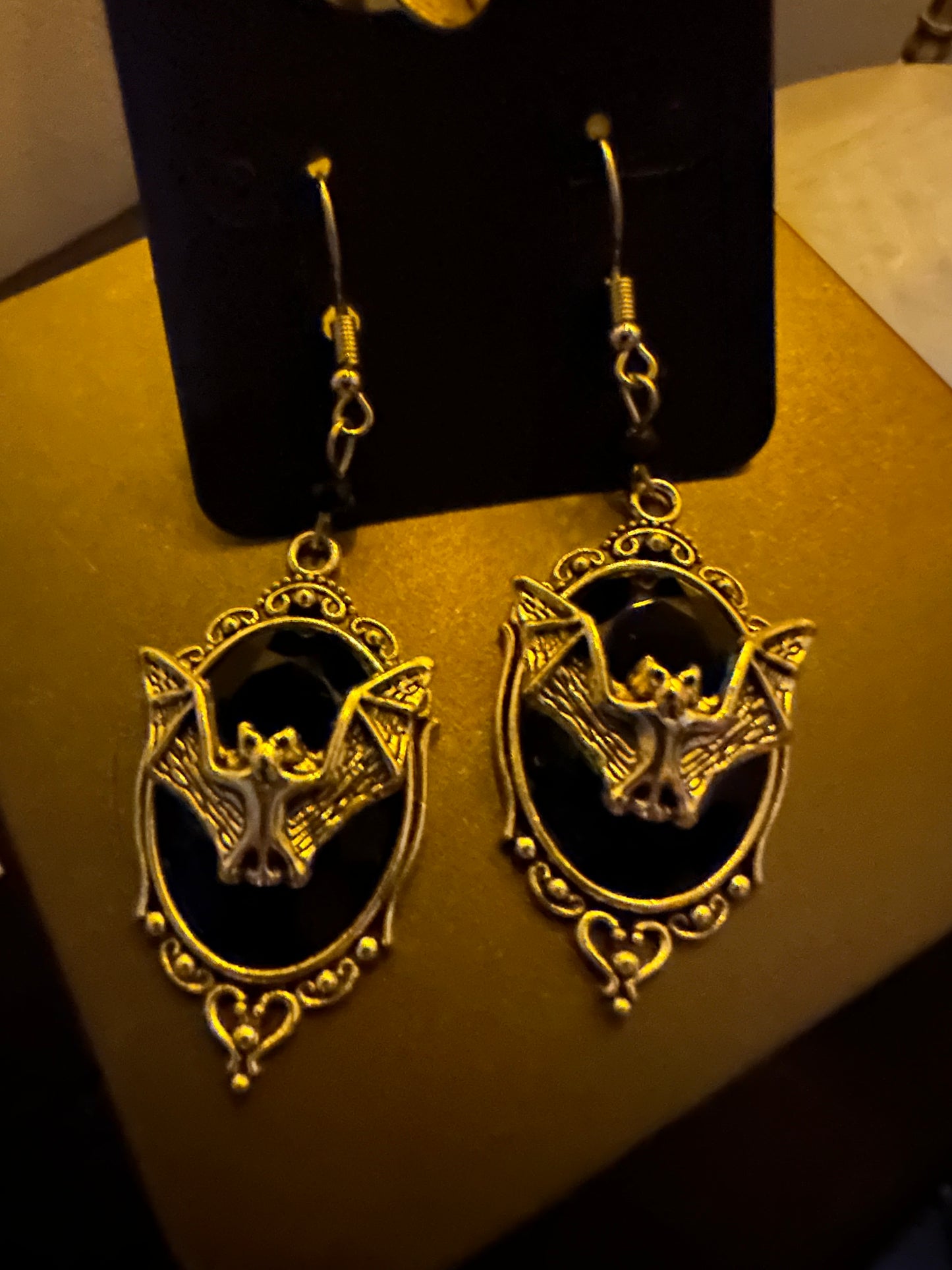 Gothic Bat Pendant Earrings