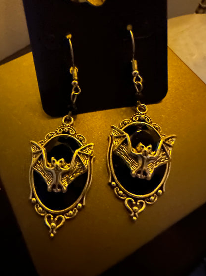 Gothic Bat Pendant Earrings