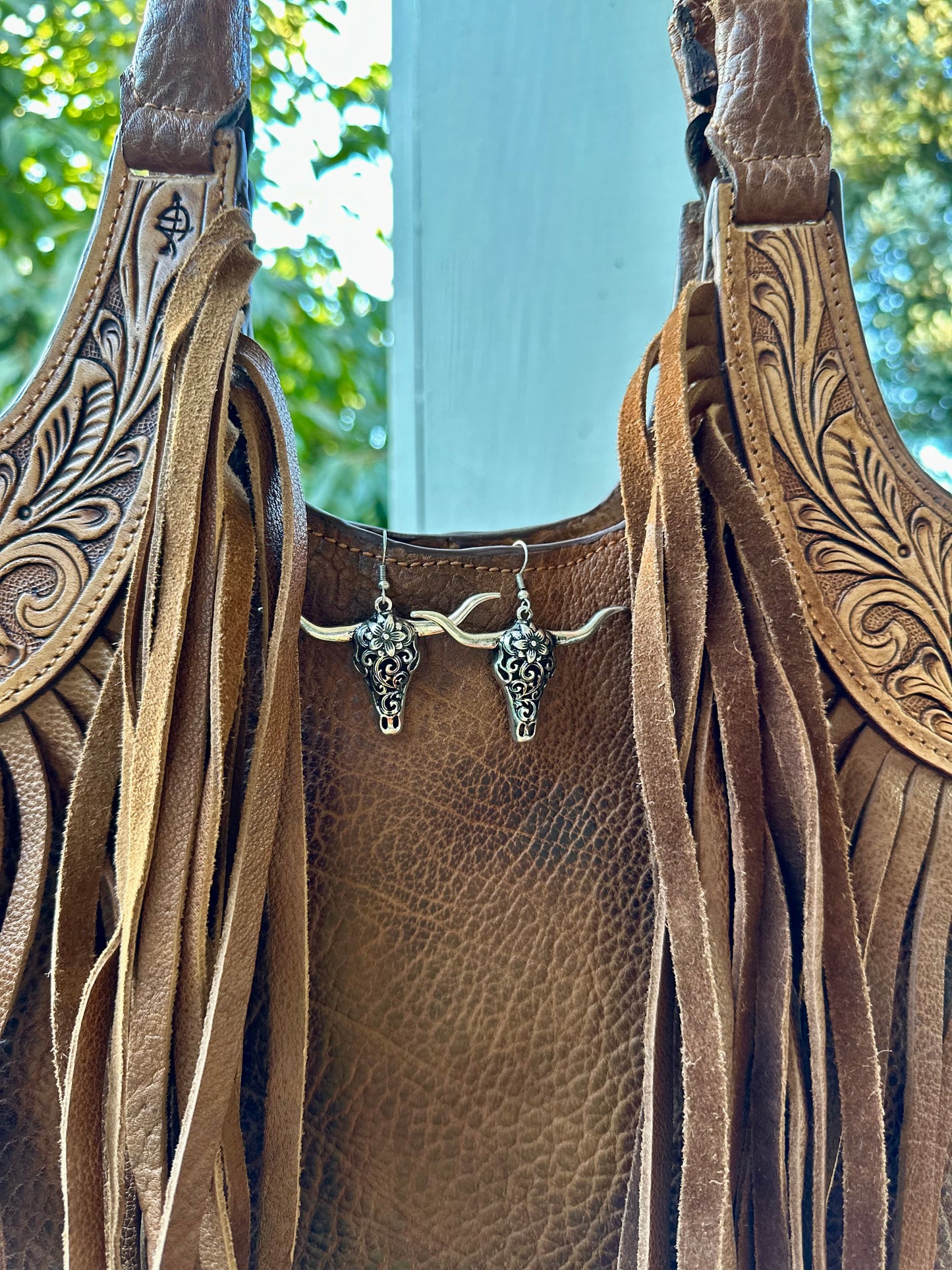 Filigree Steer Head Earrings