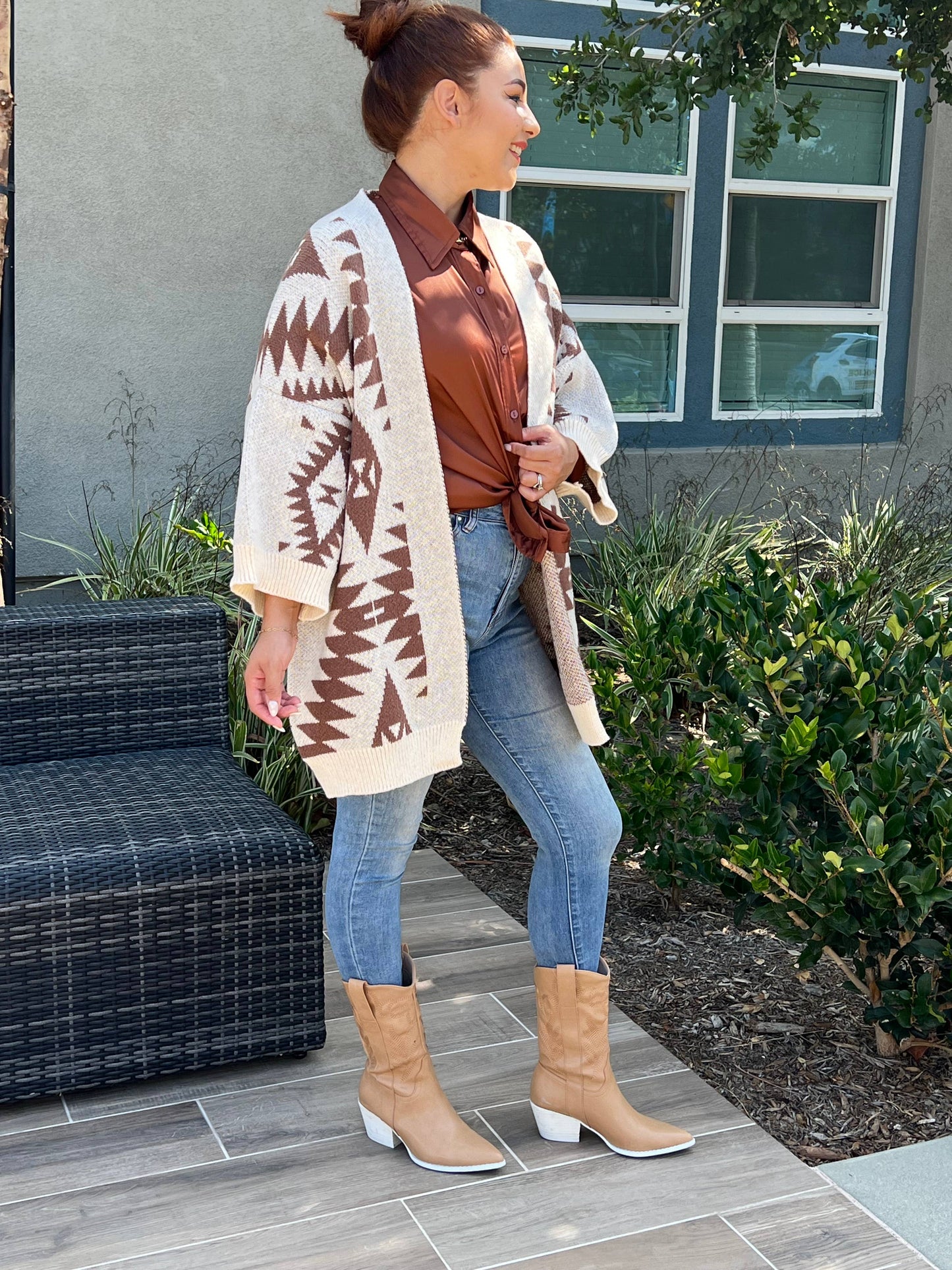 Aztec Styled Cardigan in brown