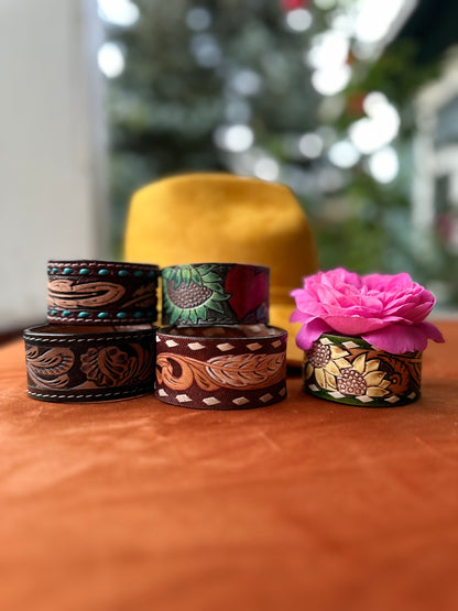 Hand tooled Leather Cuff