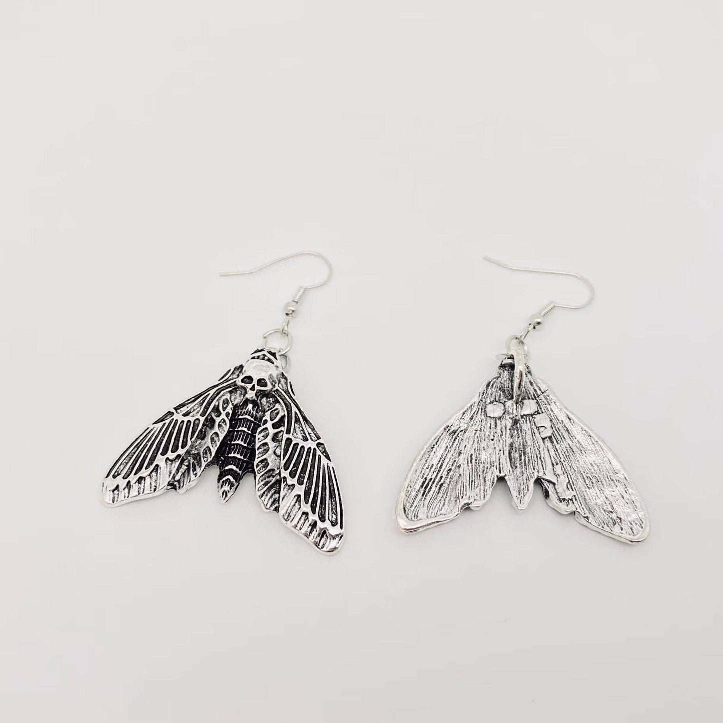 Gothic Skull Moth Earrings