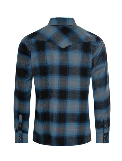 Men's Western Long Sleeve Flannel Shirts With Snap Buttons