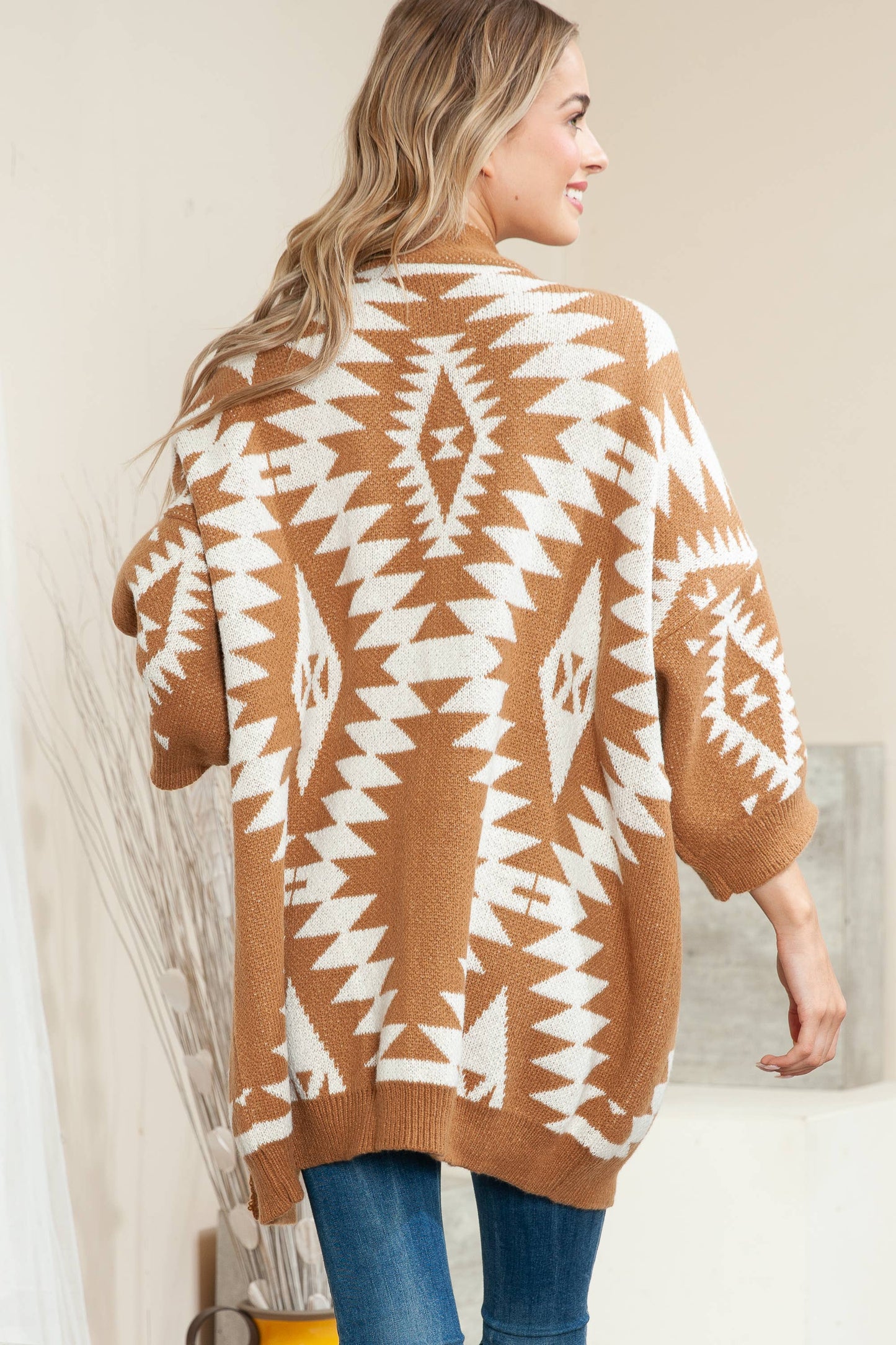 Aztec Styled Cardigan in Caramel