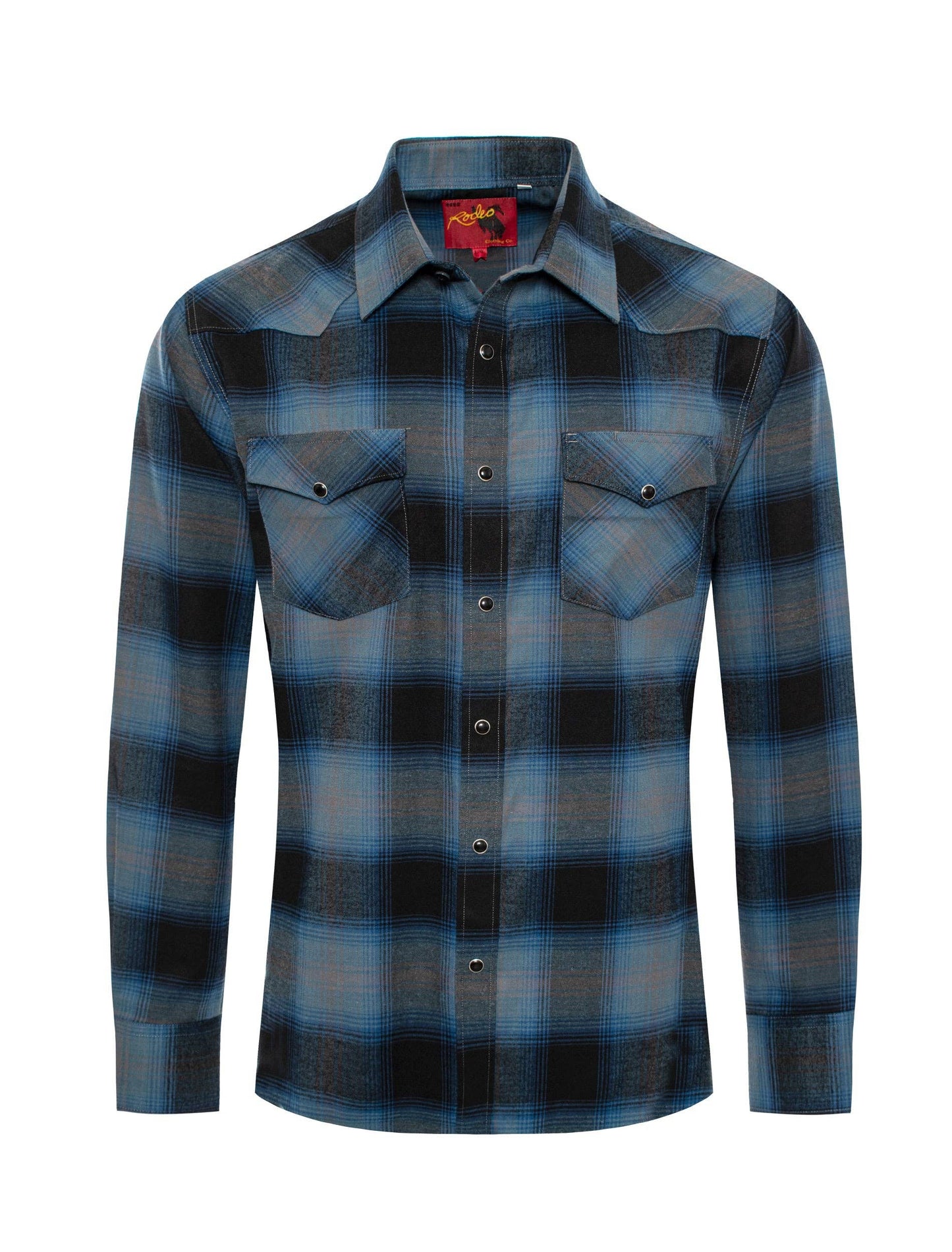 Men's Western Long Sleeve Flannel Shirts With Snap Buttons