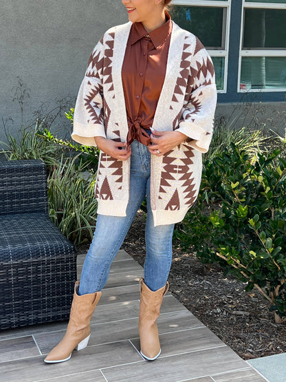 Aztec Styled Cardigan in brown