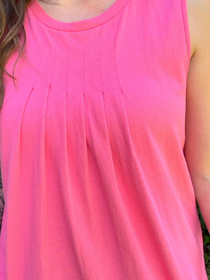 Dodge City Sleeveless Pintucked Tank Pink