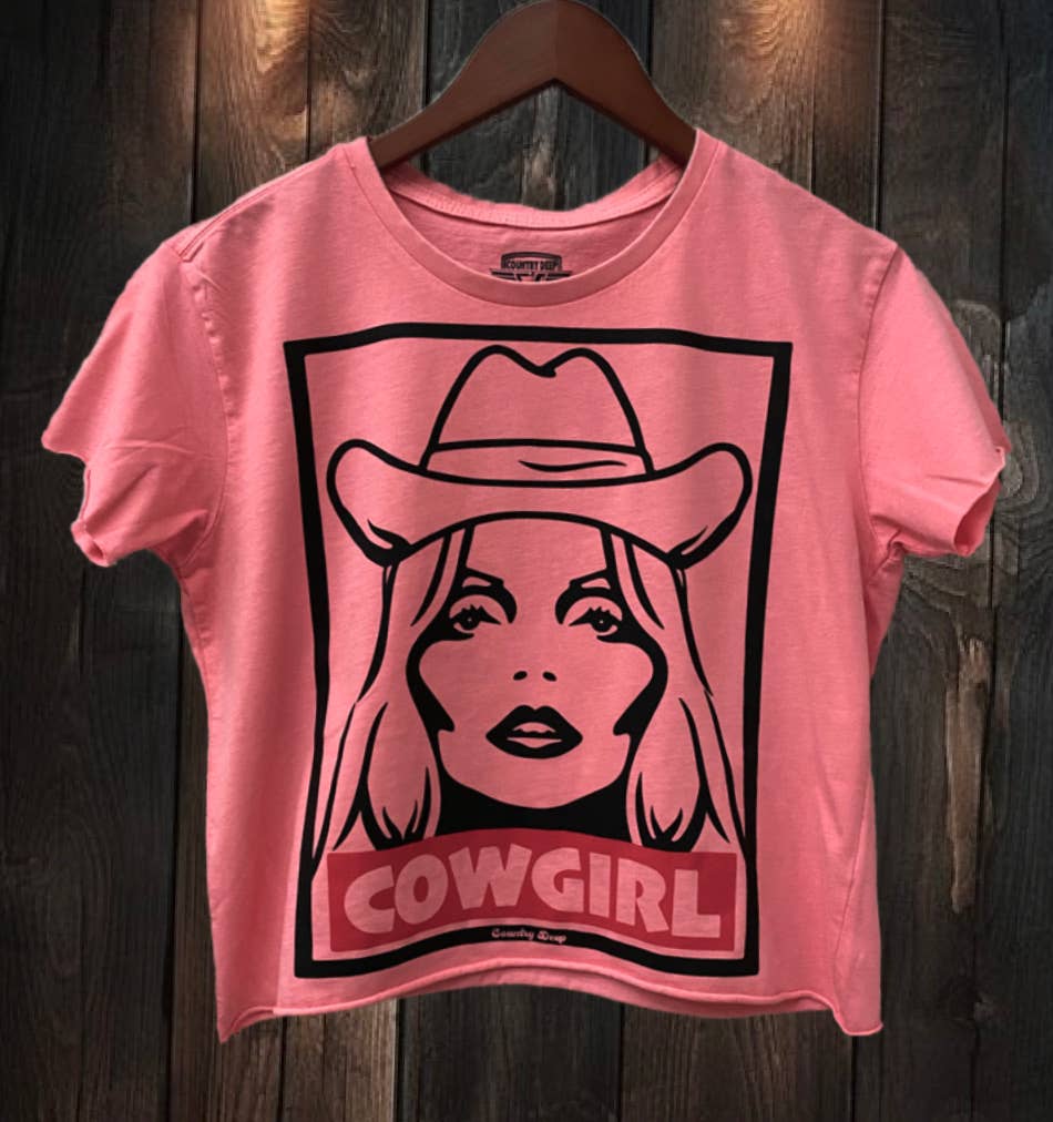 Cowgirl Cropped Acid wash T-shirt Watermelon Sugar