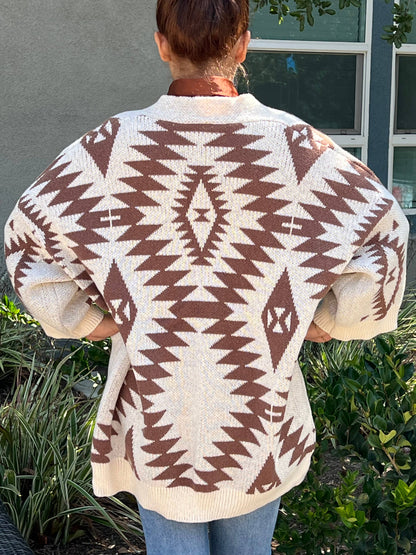 Aztec Styled Cardigan in brown