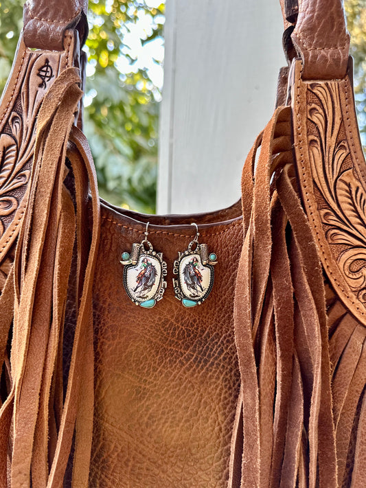 Yeehaw Faux Turquoise Earrings