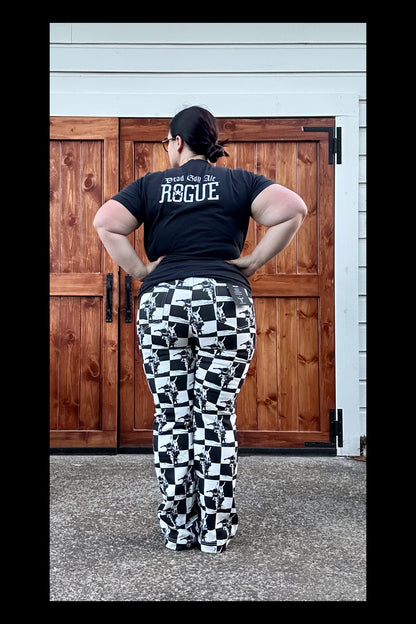 Black White Checkered Kicking Horse Jeans