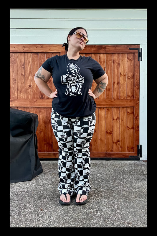 Black White Checkered Kicking Horse Jeans