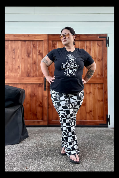 Black White Checkered Kicking Horse Jeans