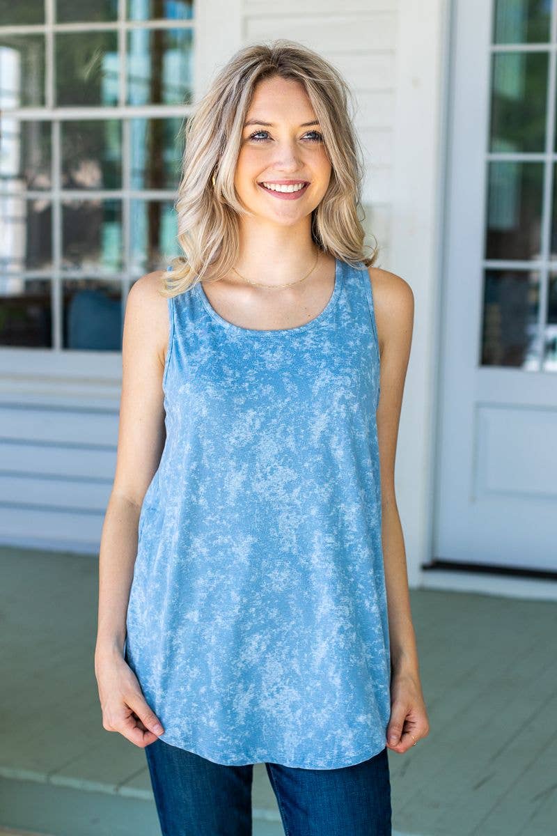 Blue Acid Wash Tank Top