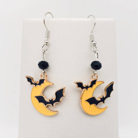 Halloween Enamel Moonlit Batty Earrings