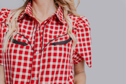 Red Retro Button Down Shirt