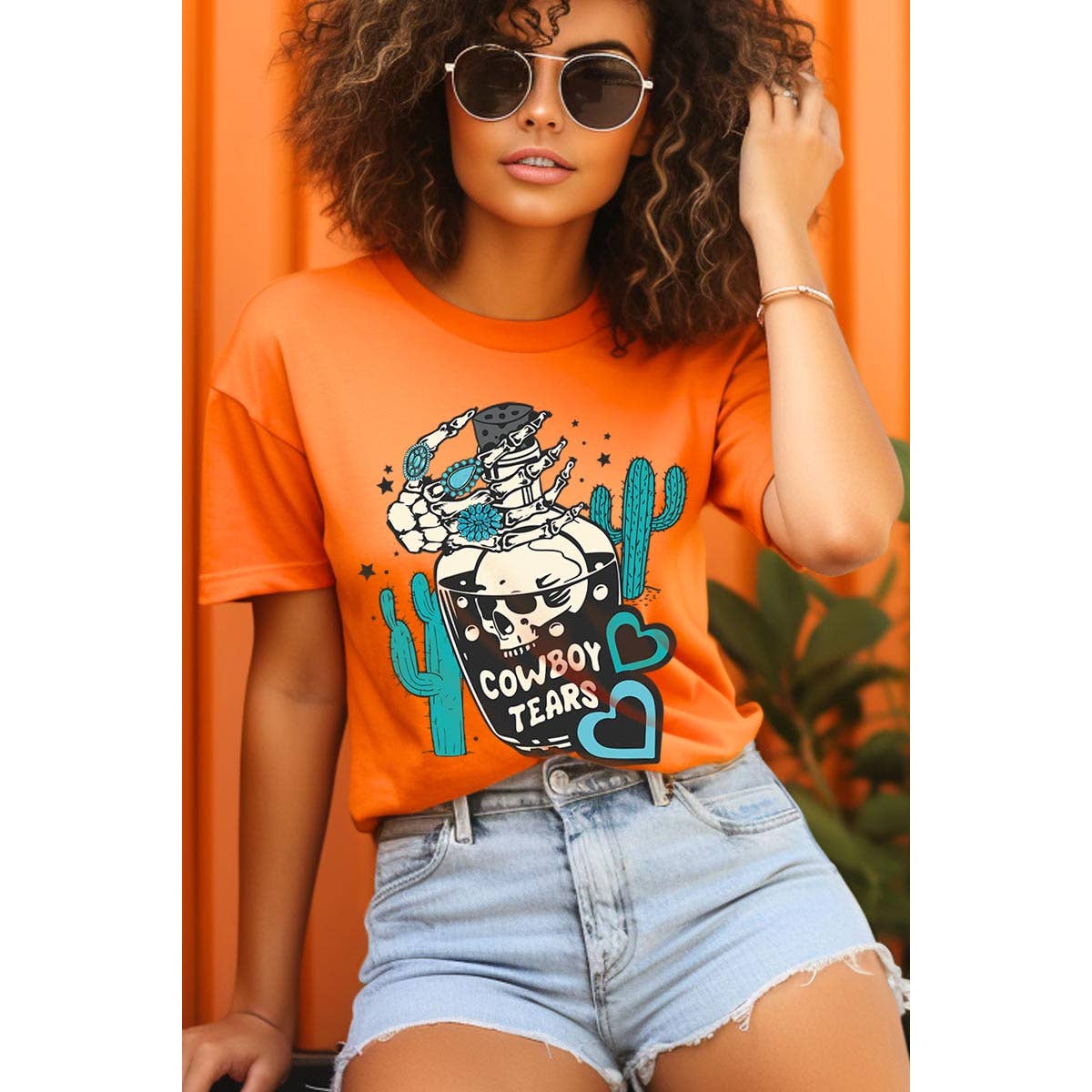 Cowboy Tears Graphic T-shirt ORANGE