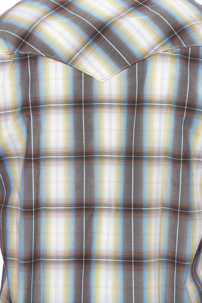 Men's Western Short Sleeve Pearl Snaps Plaid Shirt