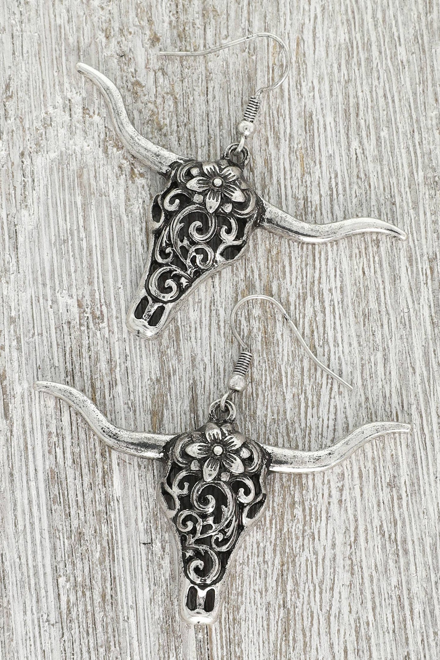 Filigree Steer Head Earrings