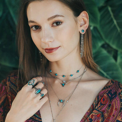 5 Stone Turquoise Silver Necklace