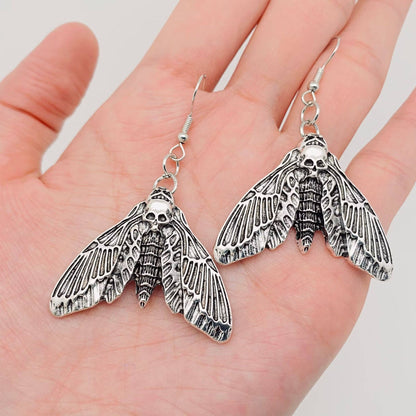 Gothic Skull Moth Earrings